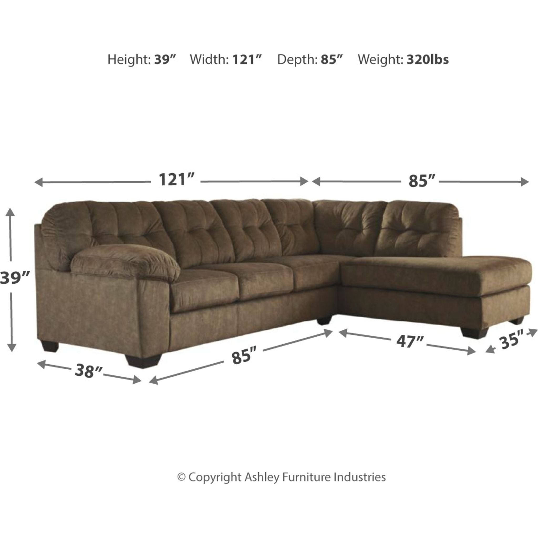 Accrington 2-Piece Sleeper Sectional Sofa Set - Modern L-Shaped Couch with Chaise Lounge for Living Room, Family Room & Home Theater Comfort
