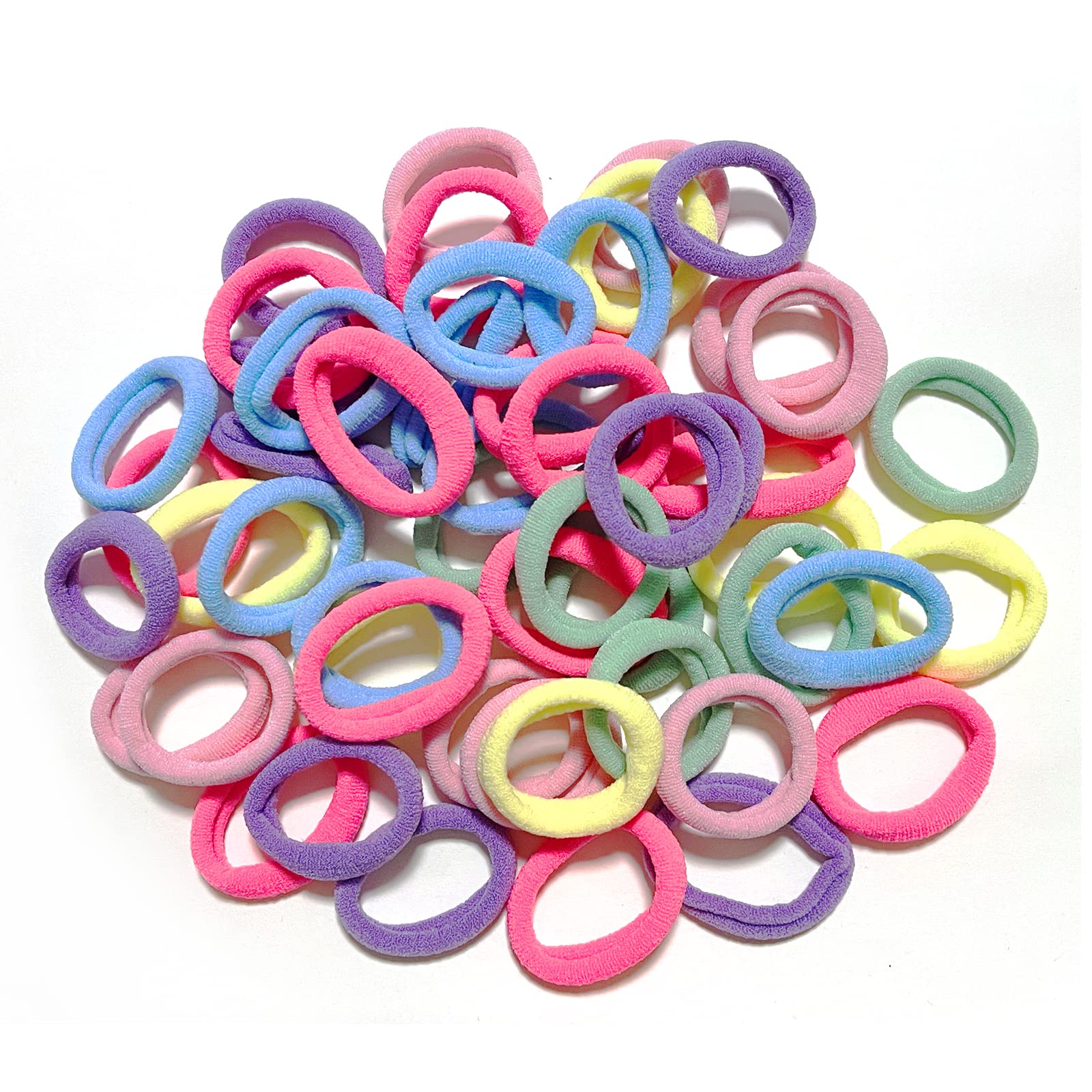 50 Pcs Seamless Hair Ties for Women & Girls - Soft Elastic Ponytail Holders (3cm, Candy Color Mix) - Perfect for School, Workouts, Yoga and Daily Styling