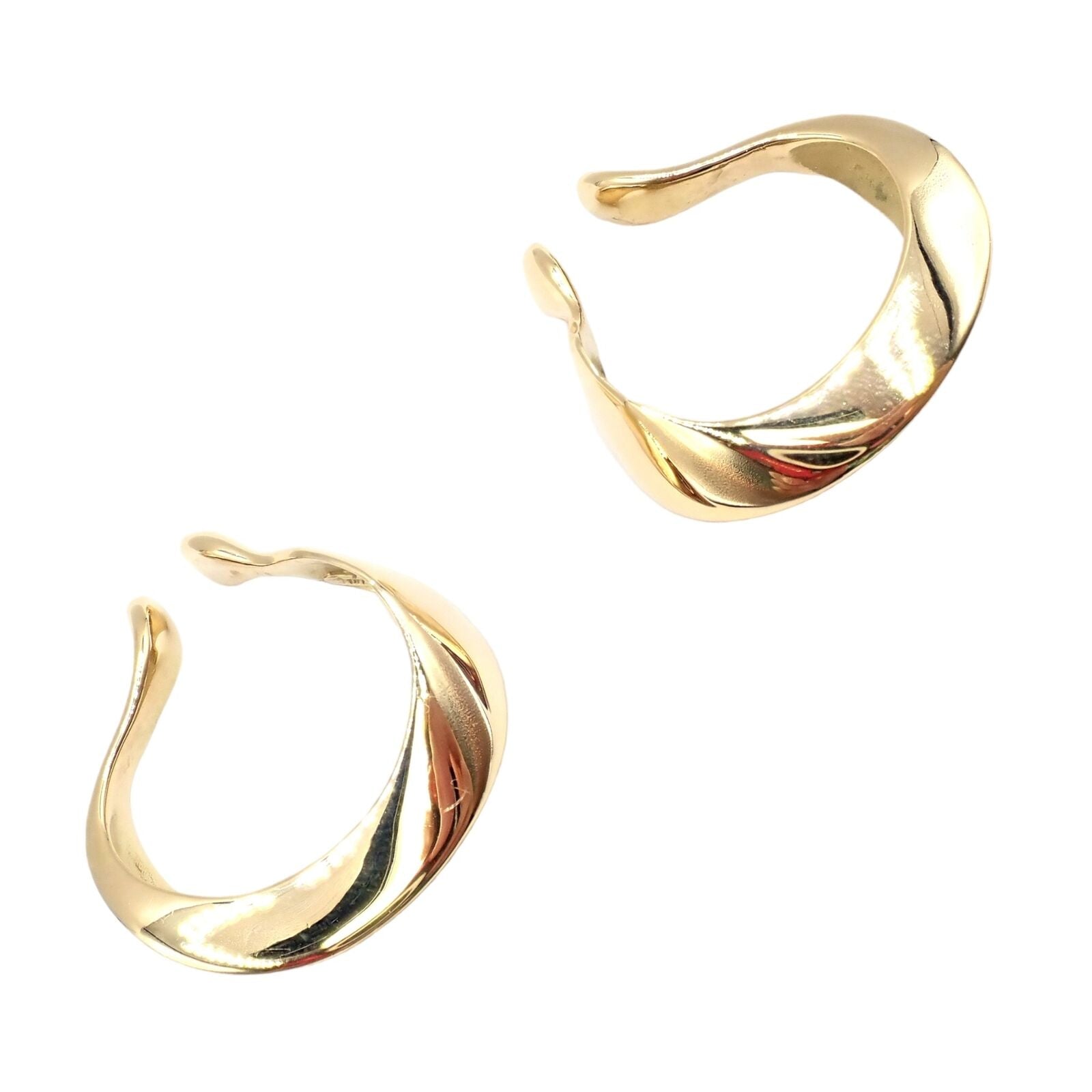 Authentic Vintage Tiffany & Co 18k Yellow Gold Peretti Lily Lobe Hoop Earrings for Women - Luxury Designer Jewelry Gift for Anniversary, Wedding & Special Occasions