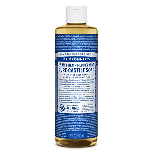 Organic Peppermint Castile Soap 16 oz - All-Natural Liquid Soap for Body, Face & Hair - Perfect for Sensitive Skin, Eco-Friendly Cleaning & Zero Waste Lifestyle