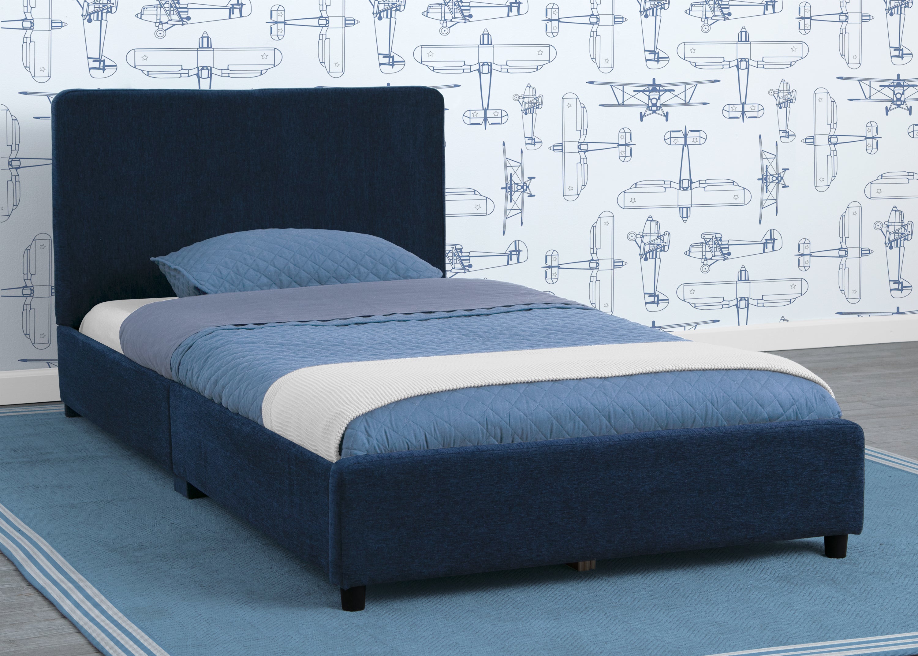 Upholstered Twin Bed with Headboard - Soft Fabric Bed Frame for Kids & Teens - Perfect for Bedrooms, Dorms & Guest Rooms