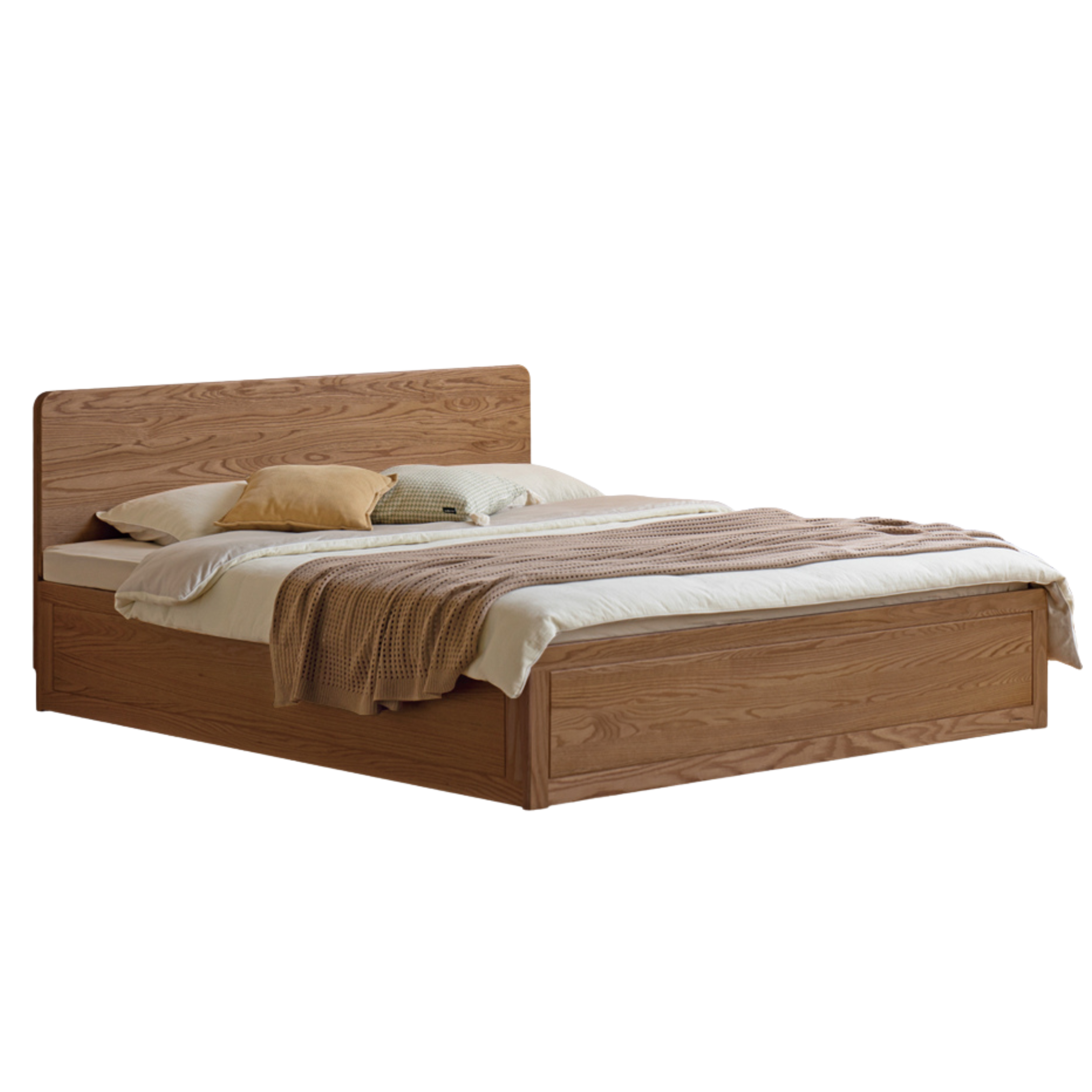 Premium Black Walnut & Oak Solid Wood Bed Frame - Modern Platform Bed for Master Bedroom, Guest Room, or Dormitory