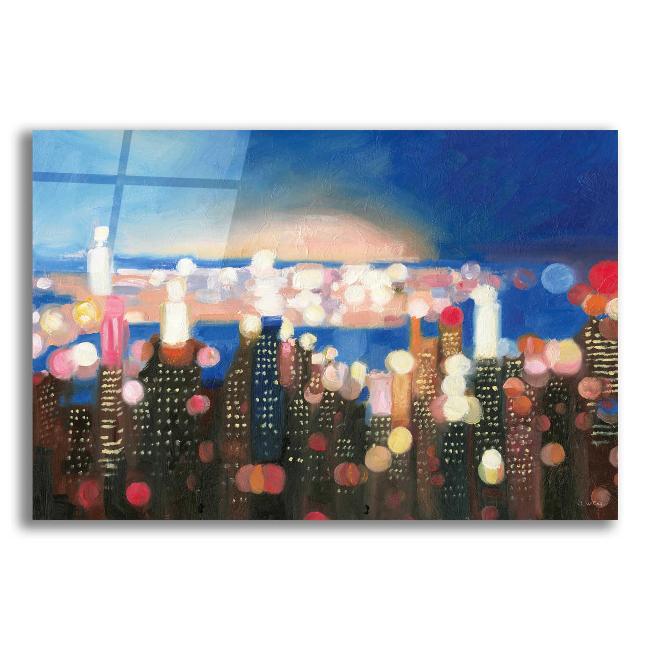 Epic Art 'City Lights' by James Wiens - Premium Acrylic Glass Wall Art Painting 24x16 Inches - Modern Home & Office Decor for Living Room, Bedroom, Dining Area