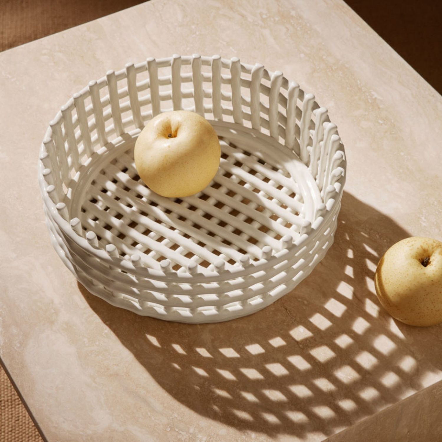 FERM LIVING Off White Ceramic Centrepiece Bowl - Elegant Home Decor for Dining Table, Coffee Table & Wedding Centerpiece