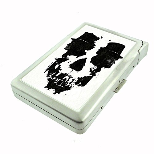 Stylish Metal Cigarette Case with Built-in Lighter - Skull Design 074 | Perfect for Travel, Outdoor Adventures & Nightlife