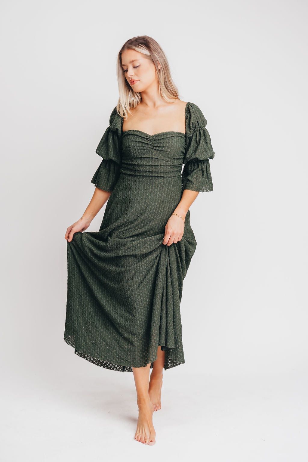Corrine Women's Maxi Dress with Pockets - Flowy Long Summer Dress in Hunter Green for Beach, Vacation & Casual Wear