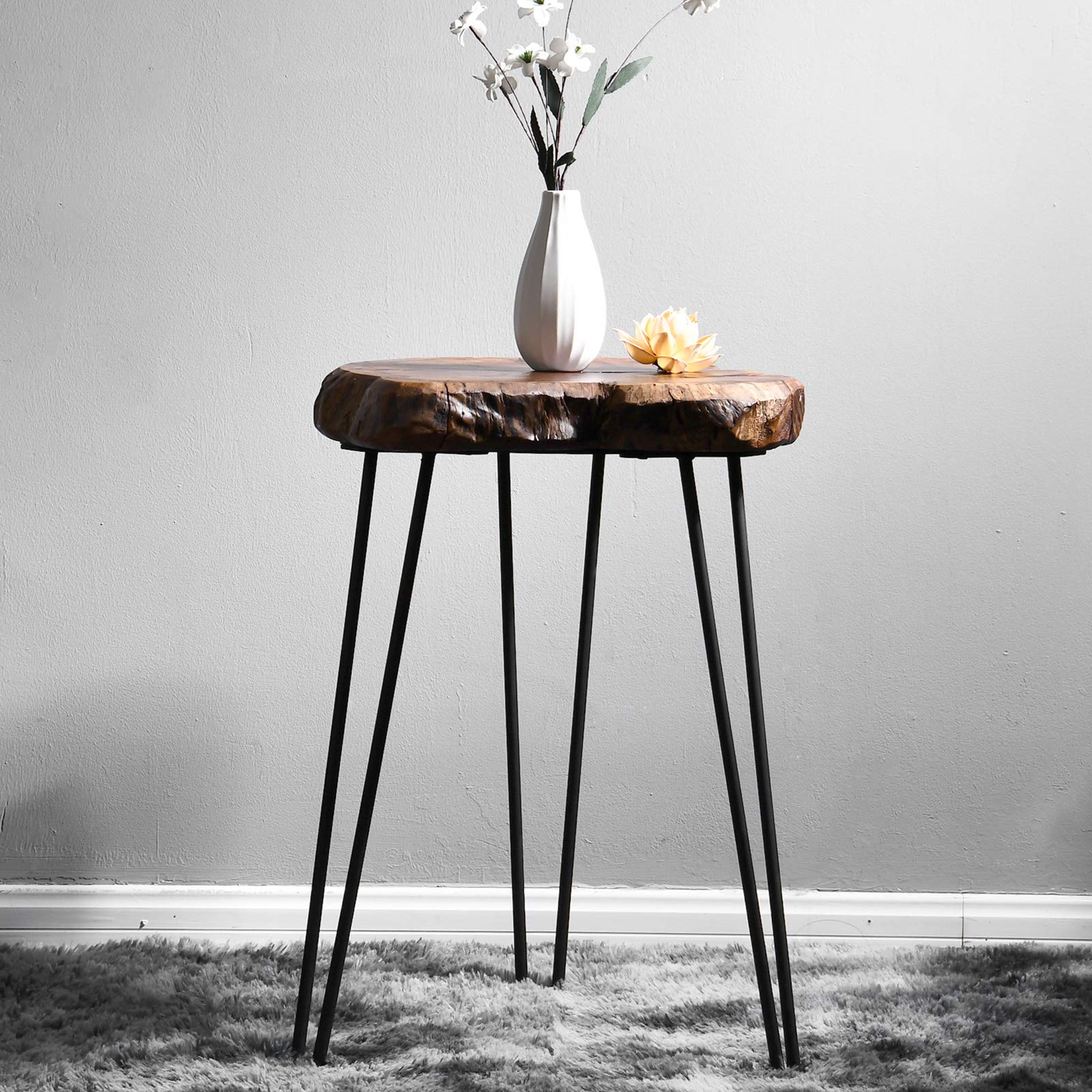 WELLAND Rustic Jujube Wood End Table, Side Table, Coffee Table - Unique Jujube Plus Design for Living Room, Bedroom & Patio Furniture Decor
