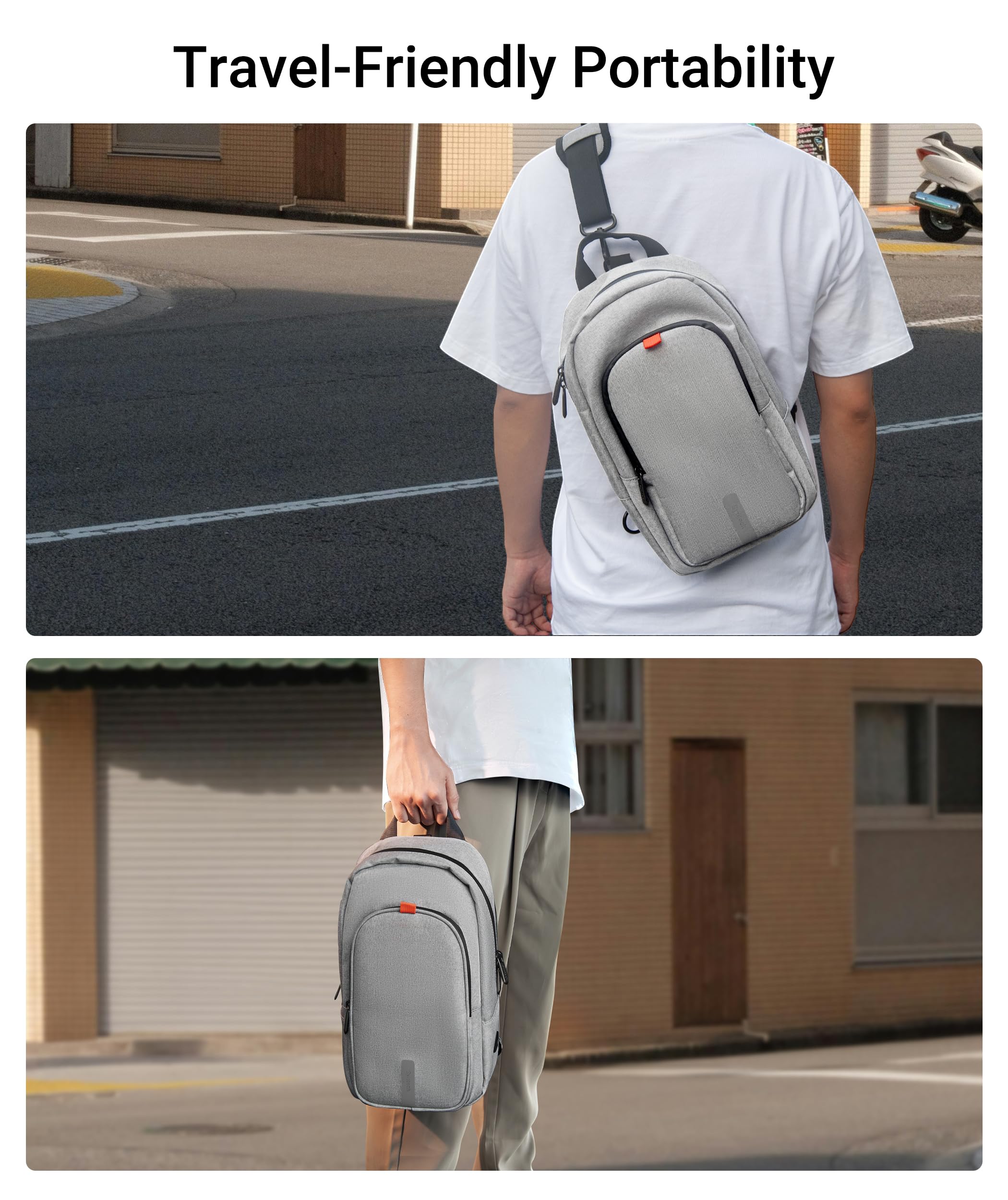 Syntech Portable Travel Sling Bag for Steam Deck OLED, ROG Ally X, Legion Go S, Nintendo Switch 2 & PS Portal - Large Storage Carrying Case for Gaming Consoles & Accessories (Gray) | Perfect for Travel, Commuting & Gaming On-The-Go