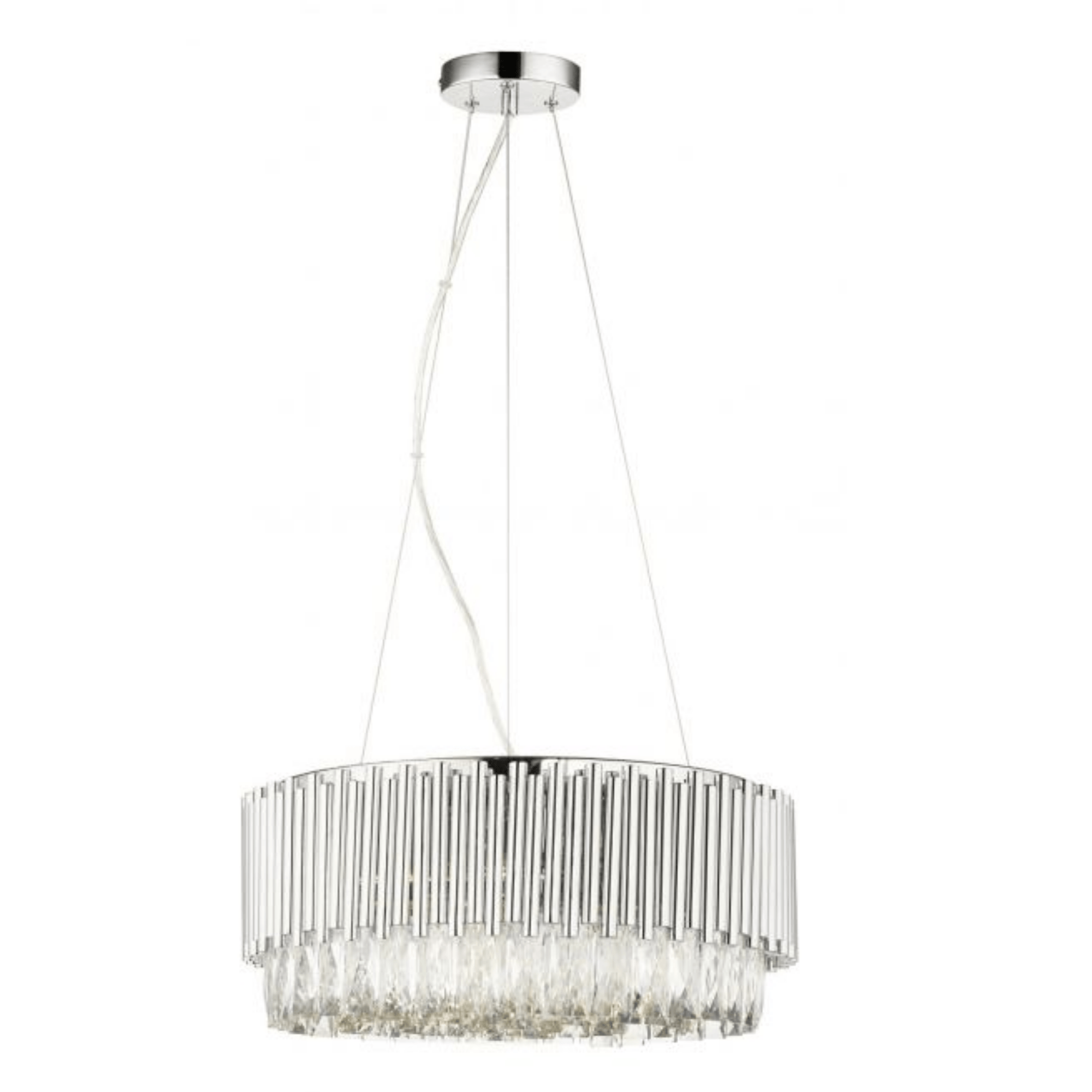 Astoria 13Lt Crystal Pendant Light Fixture with Polished Chrome Bars - Elegant Dining Room & Foyer Chandelier for Modern Home Decor