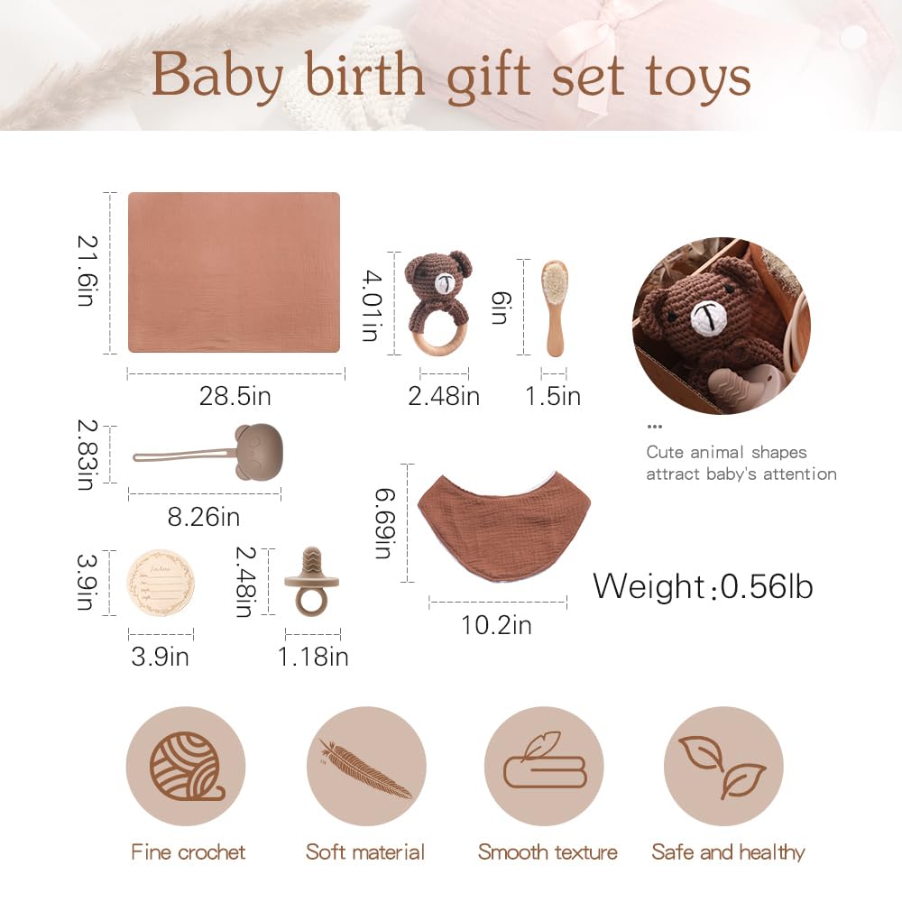 Newborn Baby Gift Set - Essential Baby Bath Set with Soft Blanket & Rattle - Perfect Baby Shower Gift for Girls & Boys - Ideal for New Parents, Hospital Visits, and First Birthday Celebrations