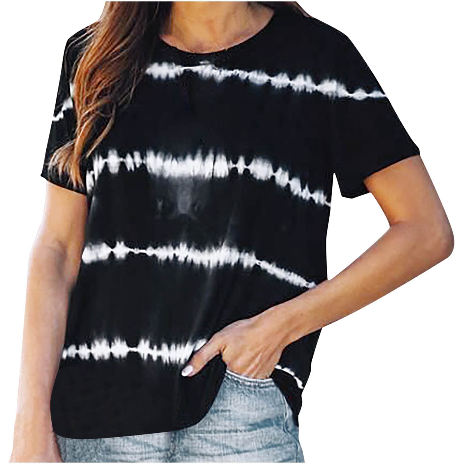 Women's Striped Summer T-Shirt - Casual Round Neck Short Sleeve Blouse for Women | Perfect for Beach Outings, Weekend Wear & Summer Vacation Outfits