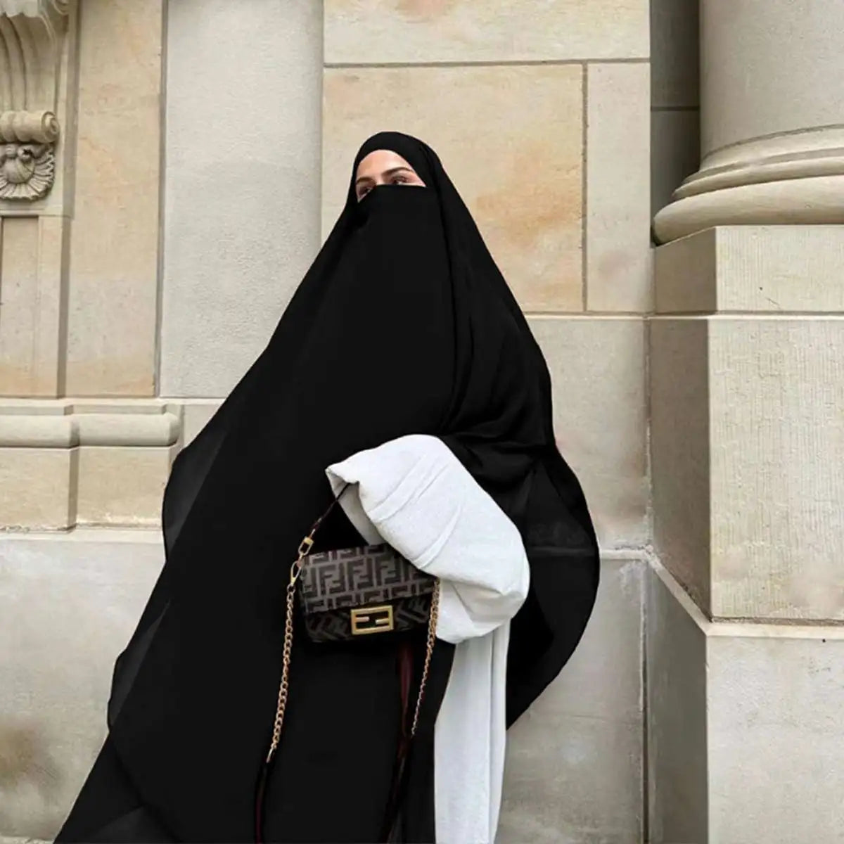 Long Niqab with Khimar Hijab - Modest Islamic Face Veil & Head Cover for Women - Perfect for Prayer, Daily Wear, and Special Occasions