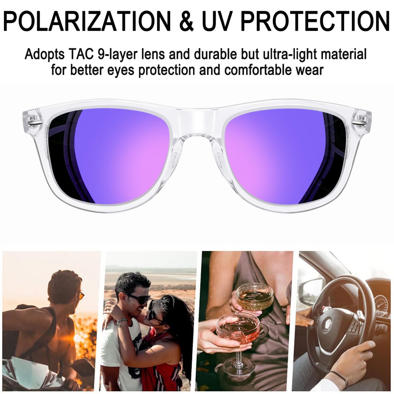 Joopin Square Polarized Sunglasses for Men & Women - UV Protection, Trendy Designer Shades for Outdoor Activities, Driving & Fashion