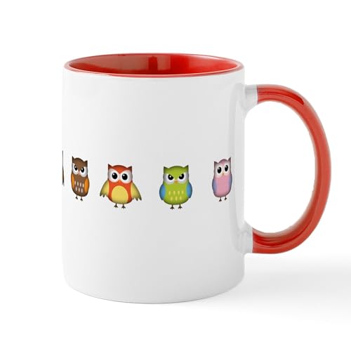 White/Red Inside - Cute And Colorful Owls Mug