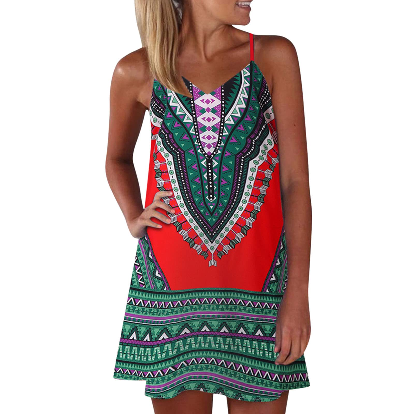 Women's Summer Floral Beach Shirt Dress - Sleeveless Comfy Sundress for Casual Outings and Beach Vacations