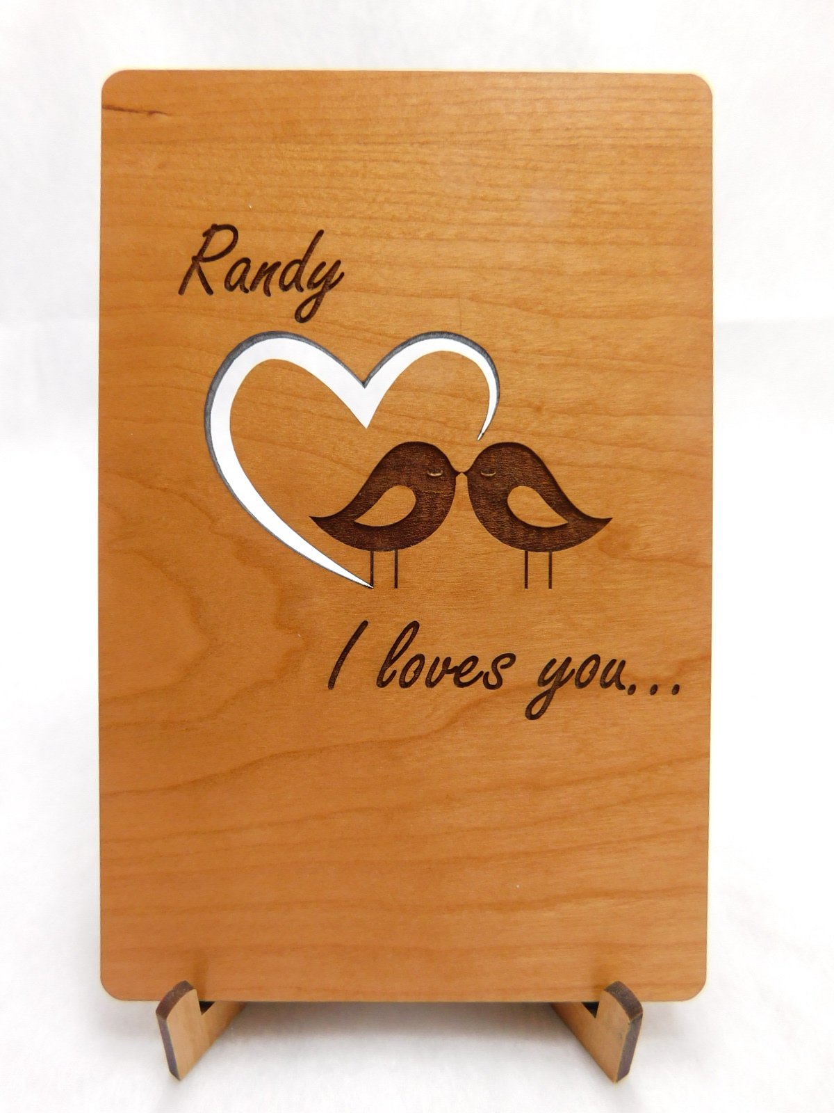 FREE ENGRAVING - Personalized Laser Cut 'Loves You Birds' Greeting Card | Customize Online (Card Only) - Perfect for Anniversaries, Weddings & Romantic Occasions