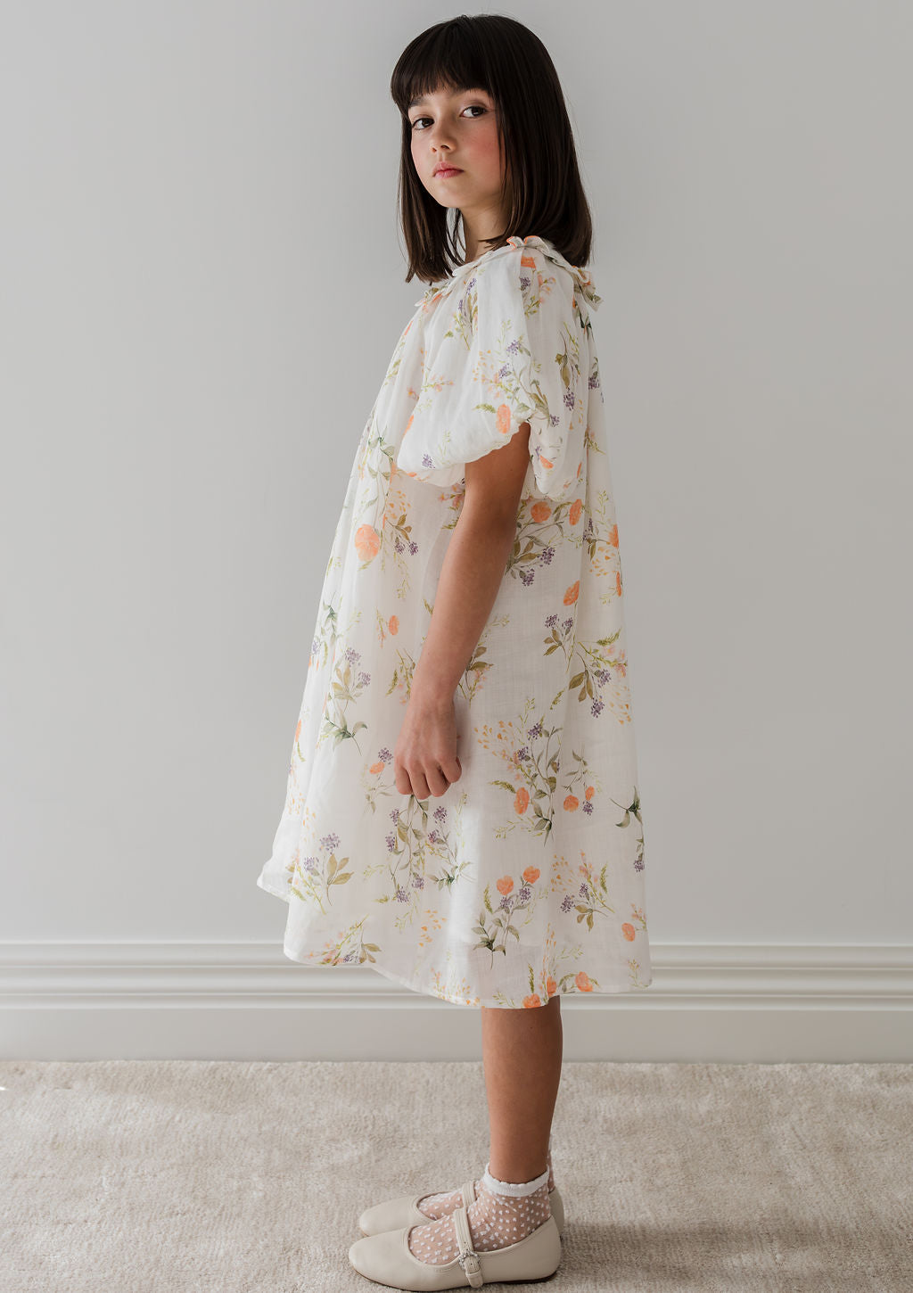Petite Amalie Elbow Sleeve Summer Bouquet Smock Print Dress - Floral Casual Sundress for Women, Perfect for Beach Vacations & Summer Parties