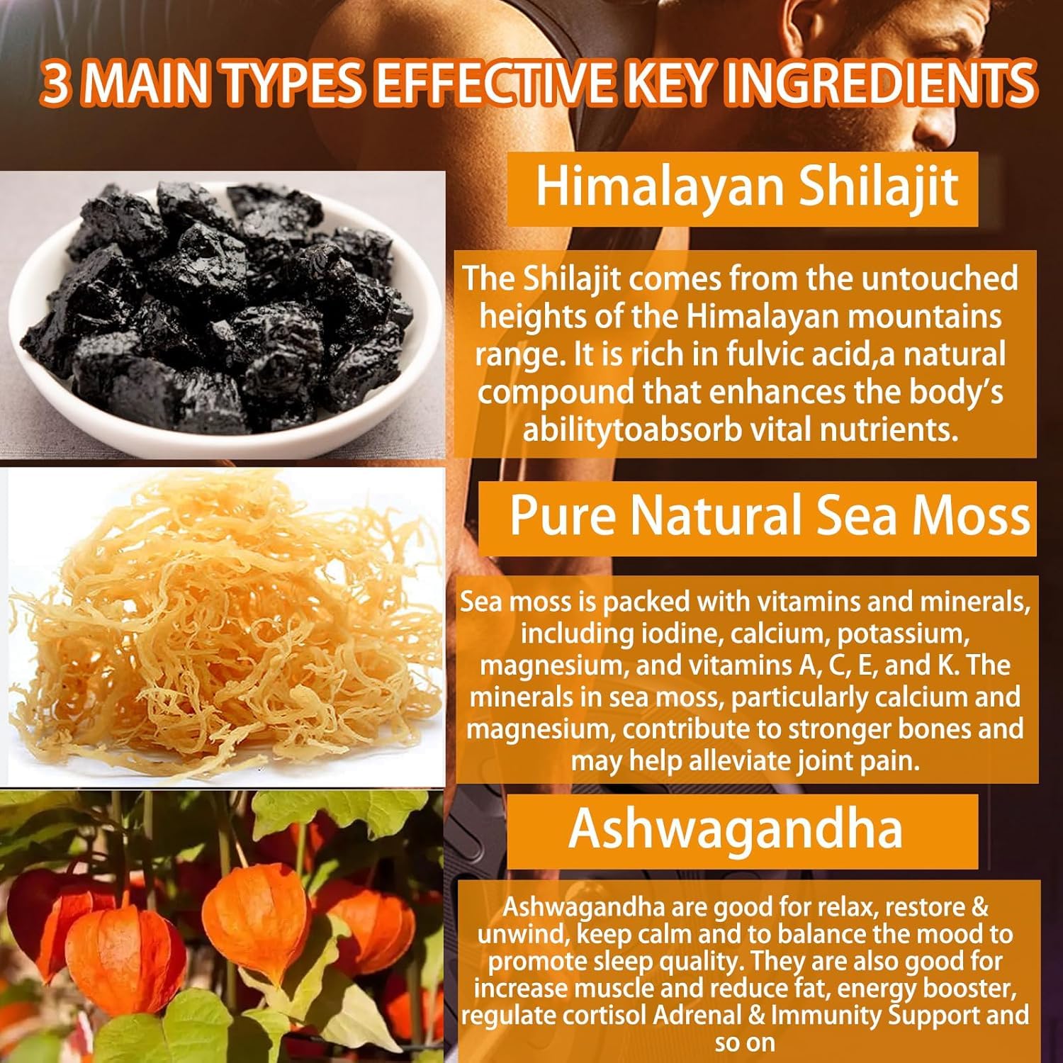 Premium Shilajit Gummies for Men - 3-in-1 Wellness Supplement with Sea Moss & Ashwagandha | Non-GMO, 60 Gummies (2-Pack) | Energy, Immunity & Vitality Boost | Perfect for Workout Recovery & Daily Wellness