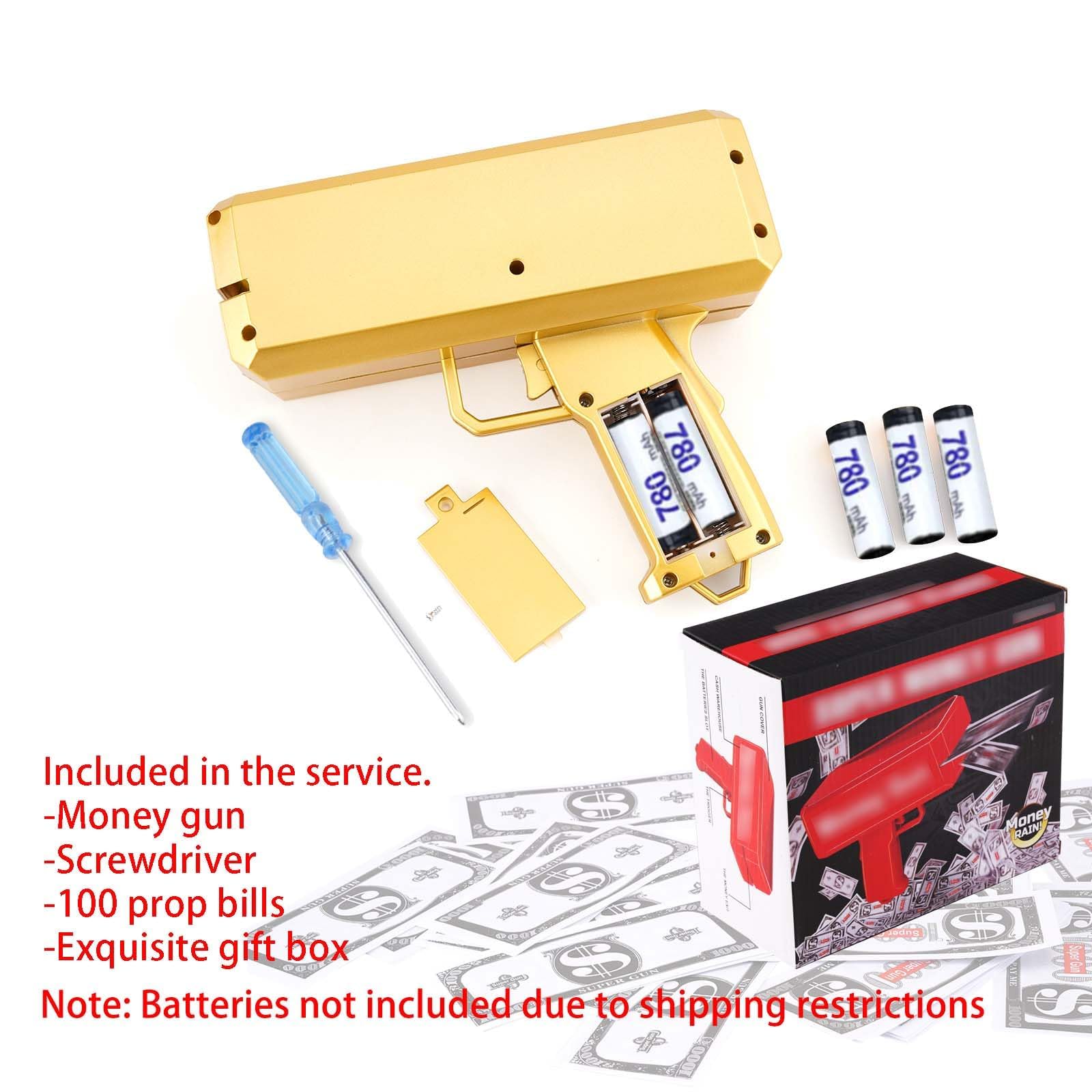 Realistic Prop Gold Money Shooter Gun - Fake Cash Gun, Money Thrower for Parties & Events | Wedding, Birthday, Christmas Celebration Accessory | Fun Money Scattering Toy for Festive Occasions
