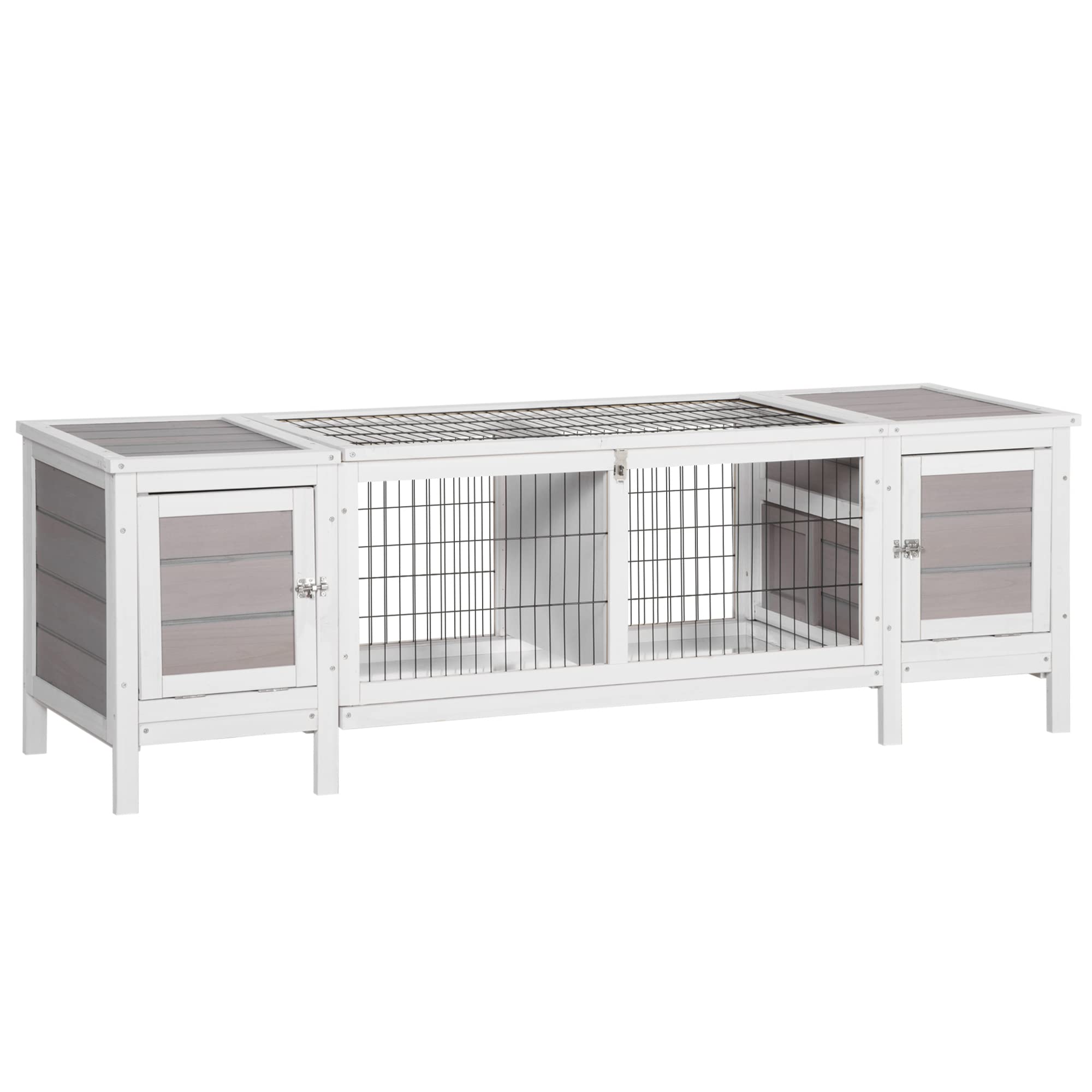 Premium PawHut Rabbit Hutch - Indoor Bunny Cage & Guinea Pig House with Pull-Out Tray & Divider Board | Durable White Small Animal Shelter for Rabbits, Guinea Pigs, Hamsters | Perfect for Home, Backyard, or Pet Store Use