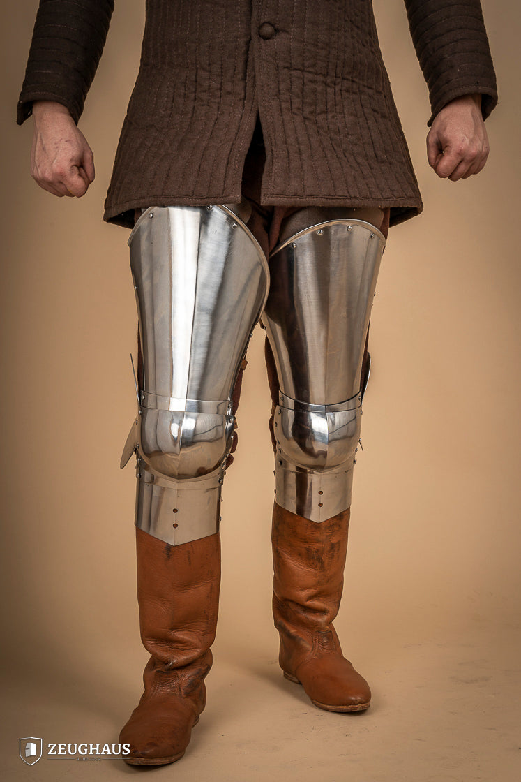 1.6mm Full Leg Armor - Polished Stainless Steel Medieval Knight Leg Protection for LARP, Cosplay & Renaissance Fairs
