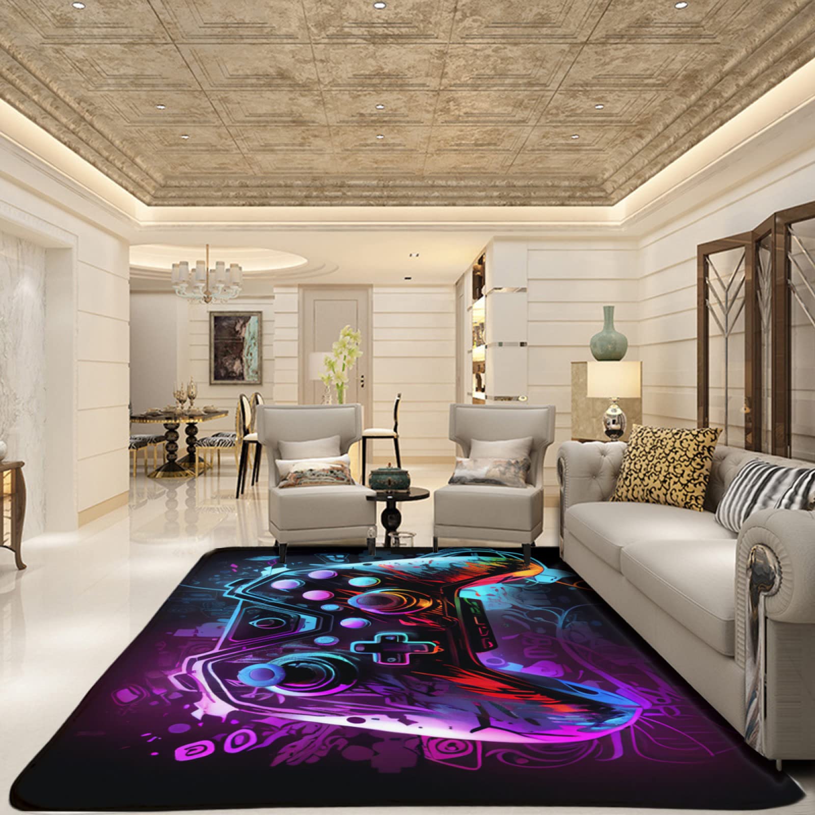 Gaming Rug for Game Room - Gamer Rug for Boys Bedroom with Game Controller Design - 36x24 Inches - Perfect for Gaming Setup, Man Cave & Teen Bedroom Decor