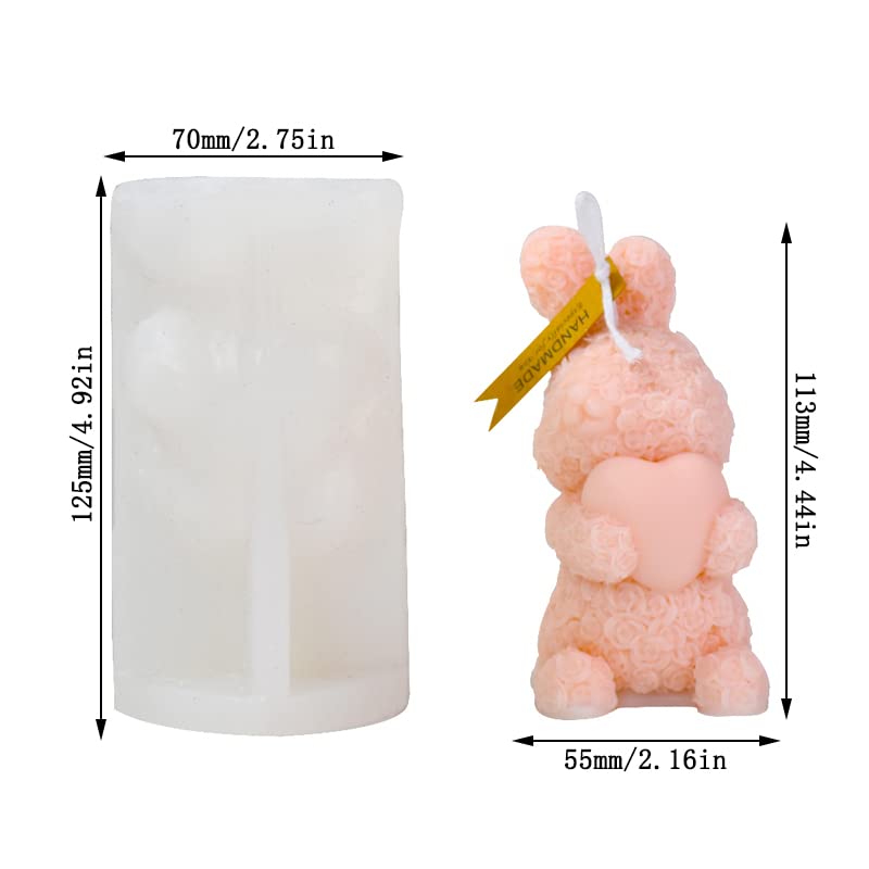 3D Rose Rabbit Candle Silicone Mold for DIY Candles, Wax, Soap, Resin Crafts - Perfect for Home Decor, Wedding Favors & Gift Making
