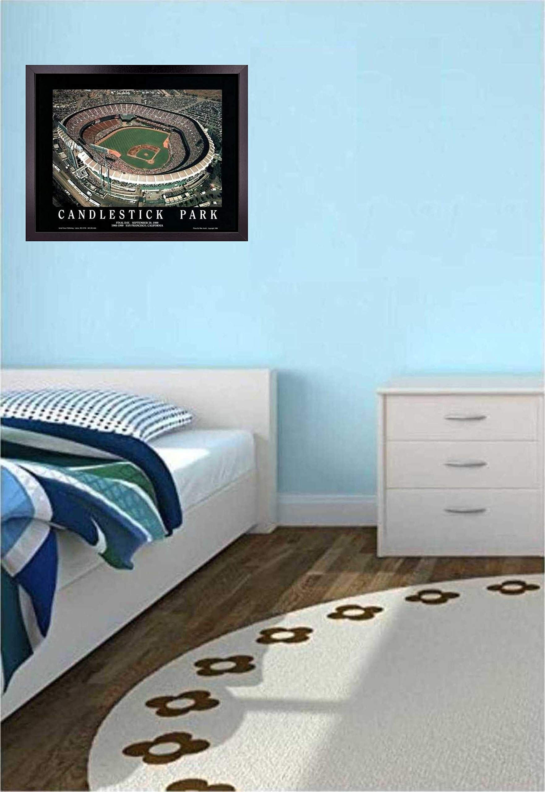 San Francisco Baseball Stadium Poster - Candlestick Park Final Game Aerial Wall Art Decor | 23x29 Framed Print | Perfect for College Bedroom, Man Cave & Sports Gifts | SF Giants Memorabilia for Men & Women