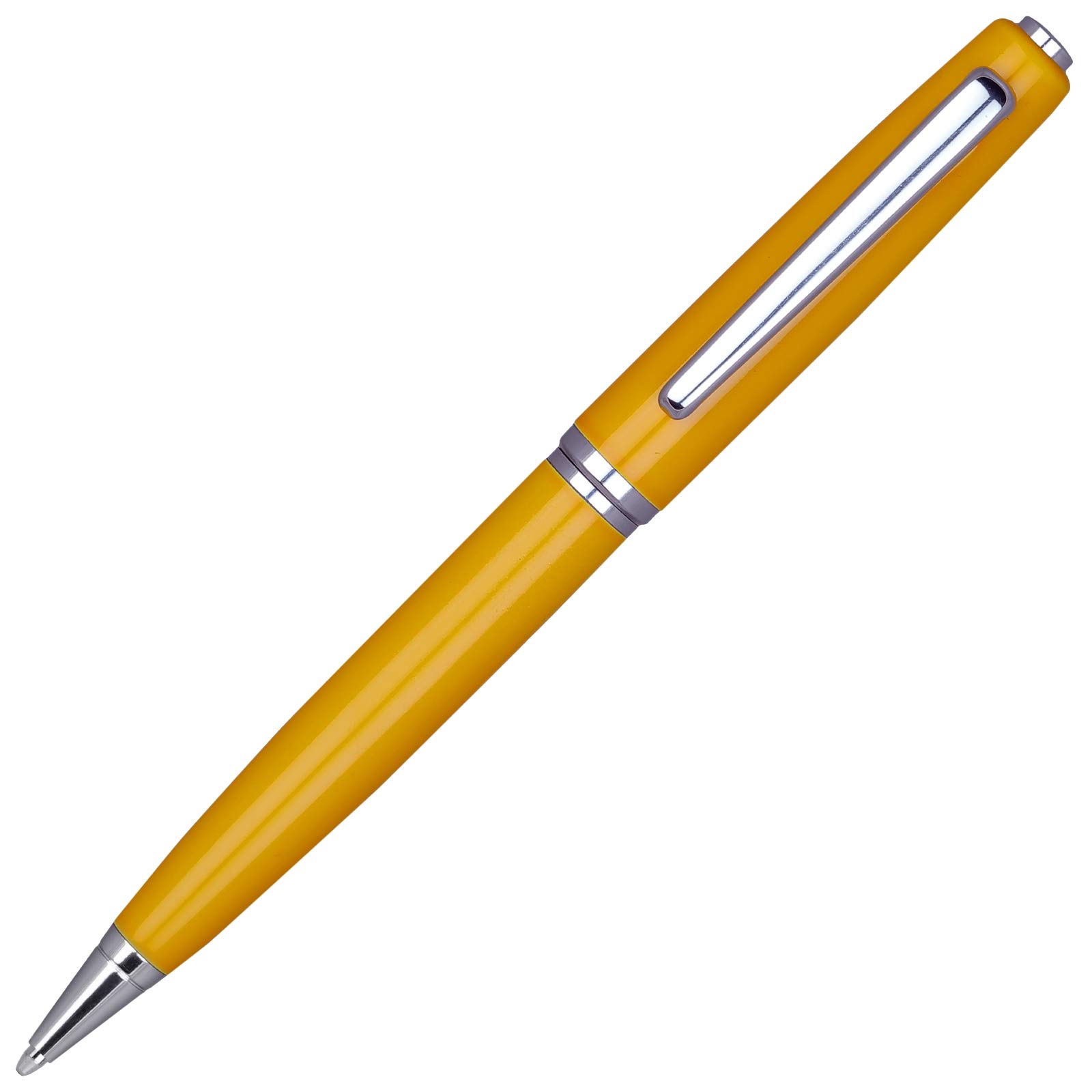 Lanier Yellow Clara Ballpoint Pen - 0.7mm Medium Tip, Yellow Glossy Clear Body, Chrome Accents, Cross-Style Refill - Perfect for Office, School & Everyday Writing