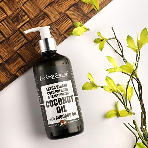 Organic Extra Virgin Cold Pressed Fractionated Coconut Oil for Skin, Hair & Massage - 100% Pure Natural Moisturizer & Carrier Oil for Aromatherapy & DIY Beauty