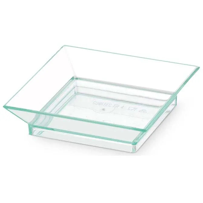 Comatec Square Dishes 2.5 Inch - Set of 4 Small Appetizer Plates in Sea Green, Perfect for Party Snacks, Desserts, and Home Decor