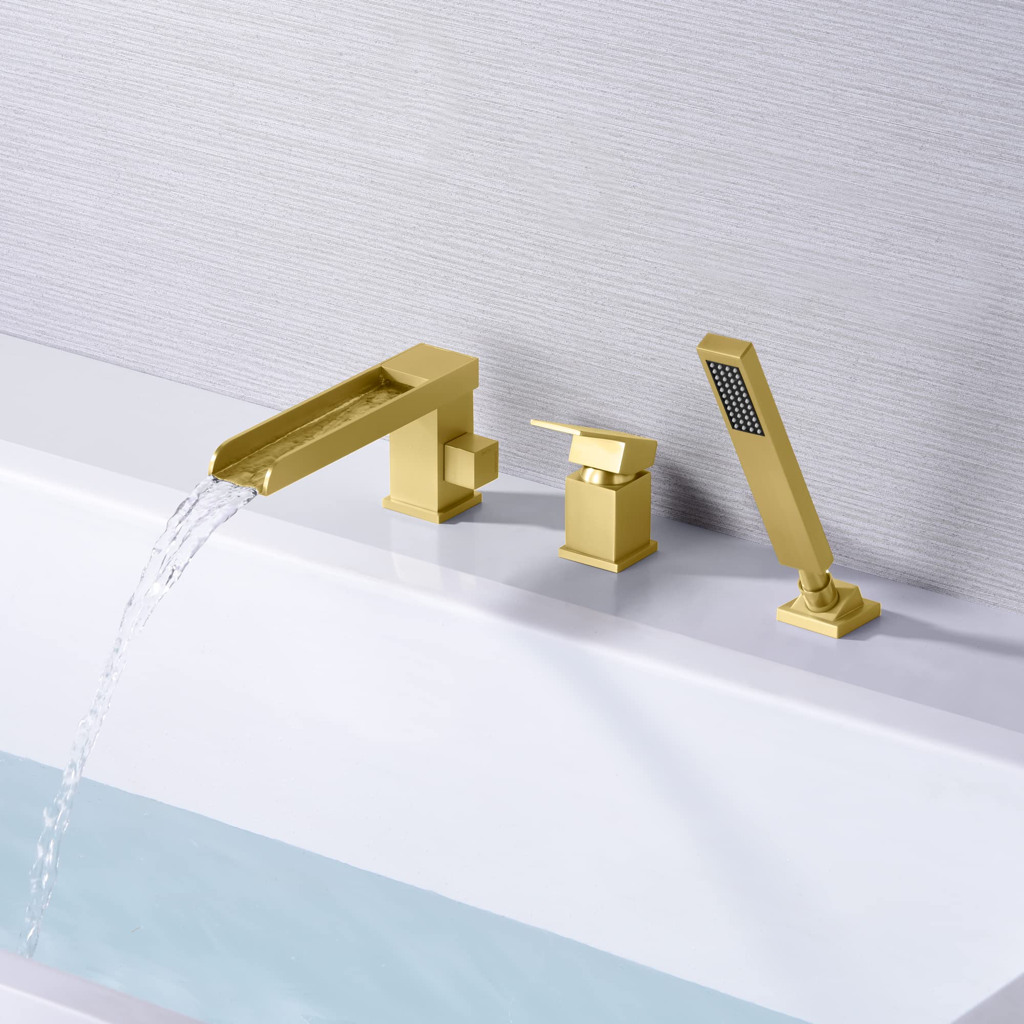 Premium Bathroom Shower System Set S3223BGI with Waterfall Roman Tub Faucet & Hand Shower S2148W-BG - Luxury Spa Experience for Master Bathroom Renovation