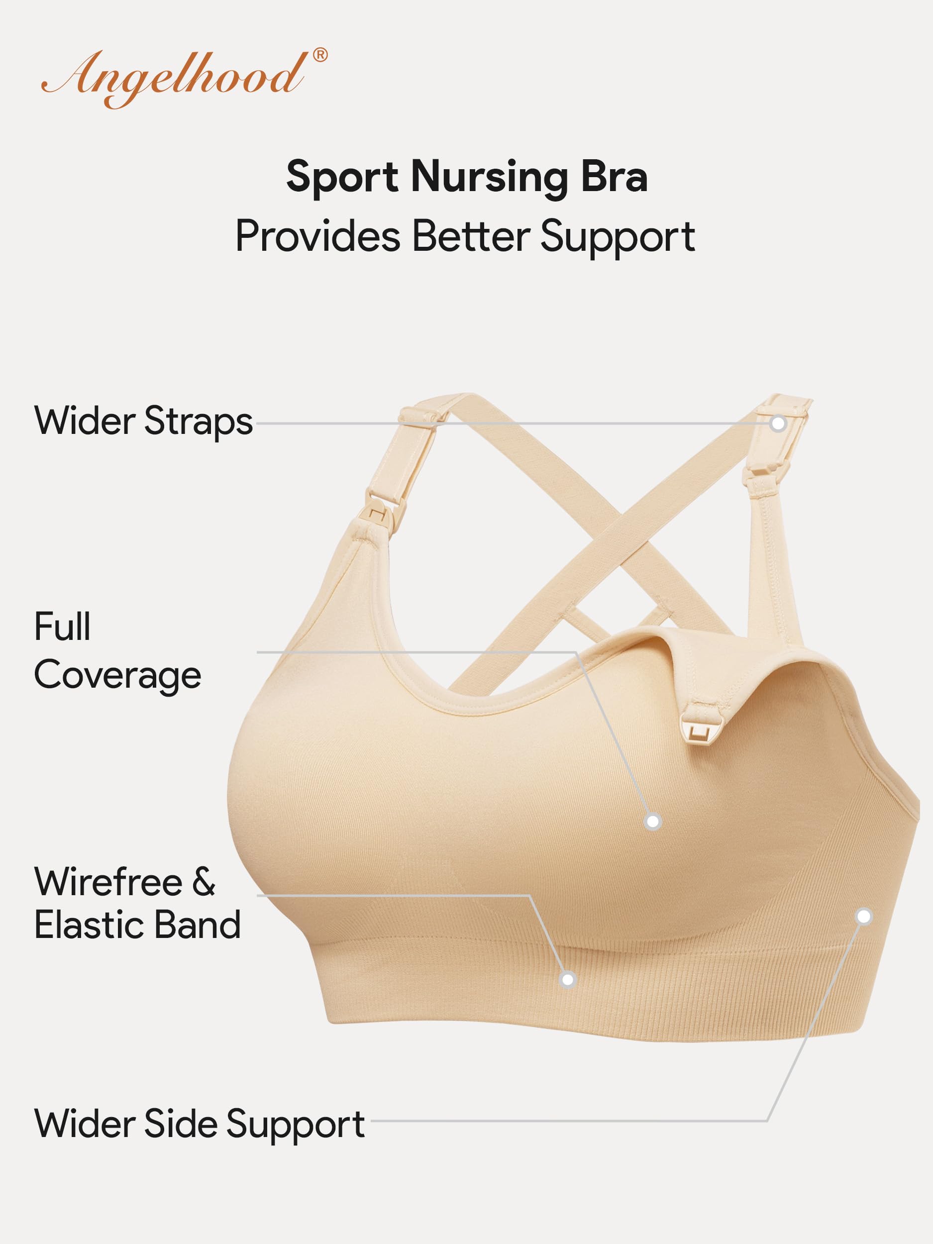Angelhood Nursing Sports Bra - Seamless Maternity & Yoga Support for Breastfeeding & Sleep