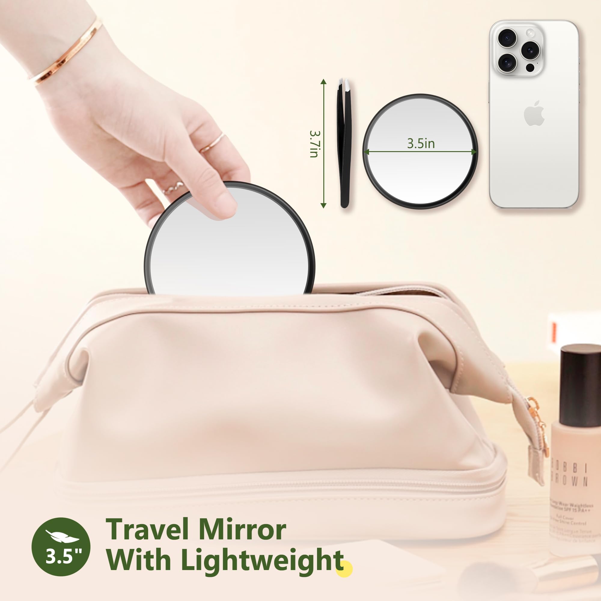 MIYADIVA 30X Magnifying Mirror with Suction Cup - 3.5 Inch Travel Makeup Mirror with Precision Tweezers for Eyebrow Shaping, Blackhead Removal & Facial Hair Care - Perfect for Bathroom Vanity, Travel & Home Use
