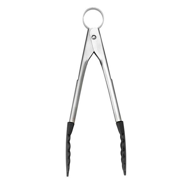 Cuisipro 12-Inch Silicone Locking Kitchen Tongs - Heat Resistant, Non-Slip Grip for Cooking, Grilling, and Serving - Black (Perfect for BBQ, Salad, Pasta, and Hot Dishes)