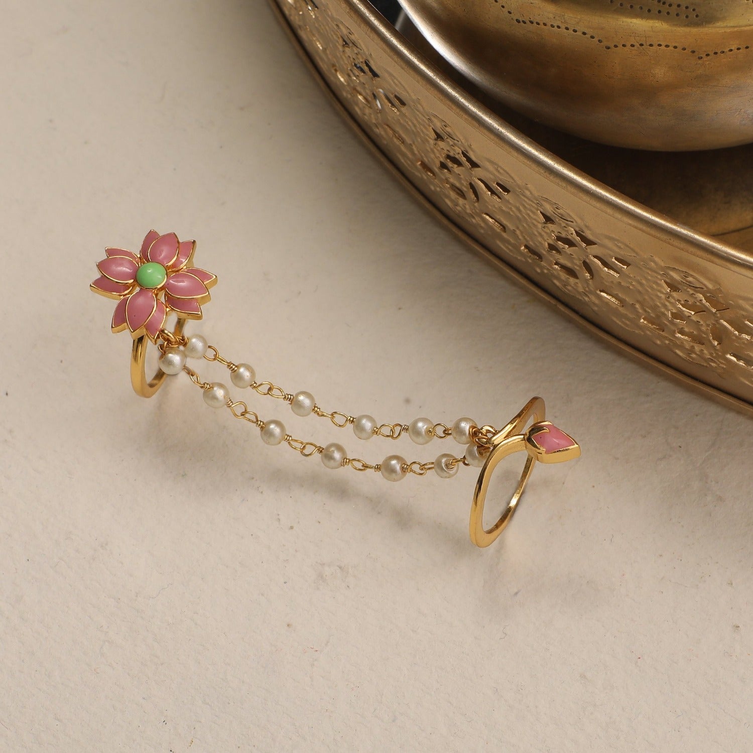 Jalaja Statement Multi Finger Enamel Ring for Women - Boho Chic Handmade Jewelry for Parties, Weddings & Special Occasions | Unique Fashion Accessory Gift