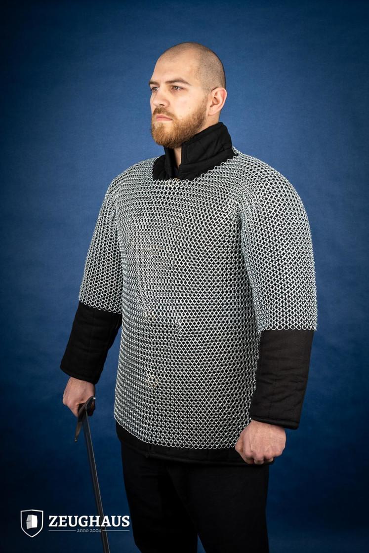 Chainmail Haubergeon with 10mm Galvanized Round Rings - Medieval Armor for LARP, Cosplay & Renaissance Fairs | Durable Metal Mesh Shirt for Historical Reenactments