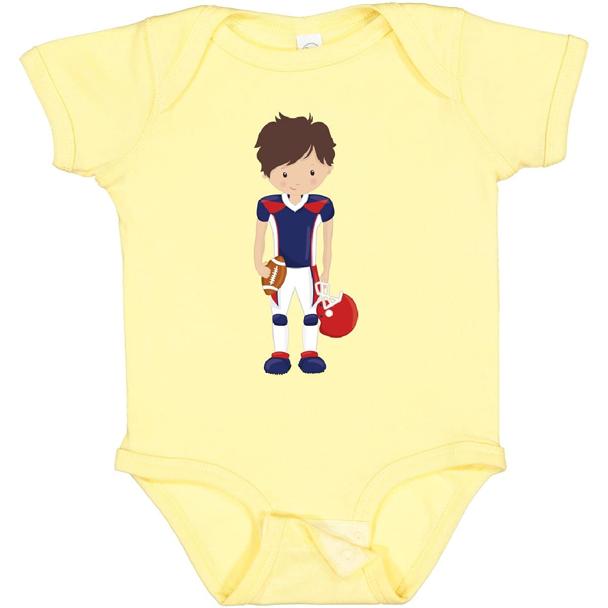 Inktastic Rugby & American Football Baby Bodysuit - Cute Brown Hair Infant Onesie for Game Day & Sports Fan Outfits