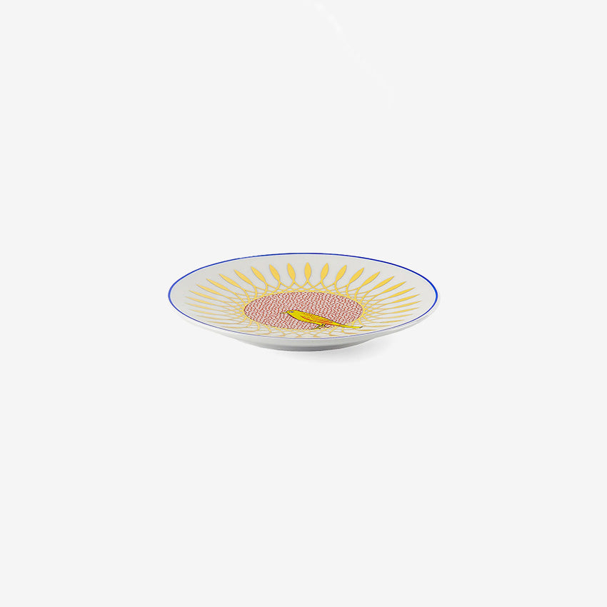 Bitossi Home Bel Paese Little Plate with Uccellino Design - Handmade Italian Ceramic Appetizer Plate for Cheese, Desserts & Entertaining