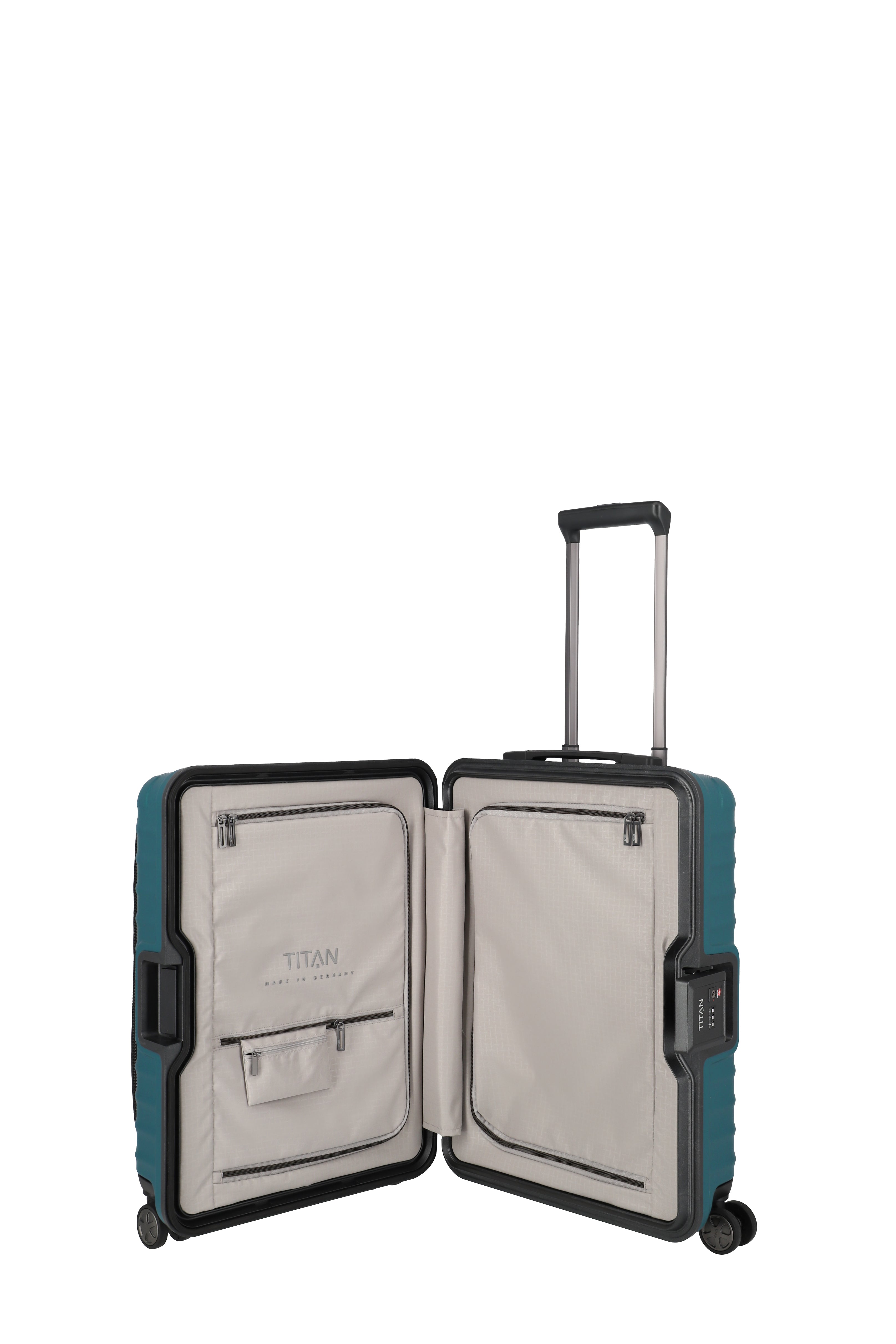 Titan LITRON Frame Trolley S Carry On Luggage with Front Pocket - Lightweight Spinner Suitcase for Business Travel & Weekend Getaways
