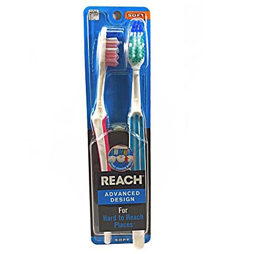 REACH Advanced Design Soft Bristle Toothbrushes - Full Head Value Pack of 2 | Gentle Cleaning for Sensitive Teeth & Gums | Perfect for Travel, Home & Office Use