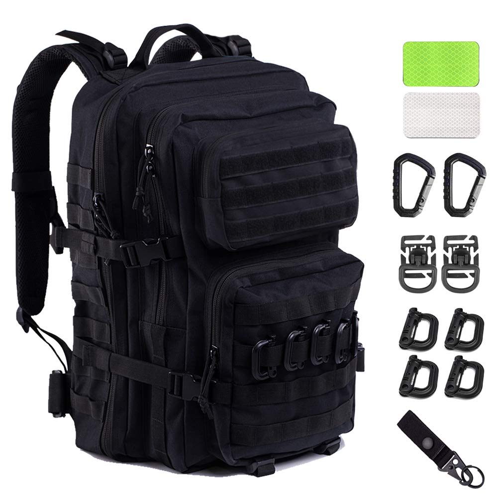 Black Tactical Backpack - Military Molle Rucksack for Outdoor Hiking, Camping & Travel | Durable Waterproof Army Backpack for Men & Women