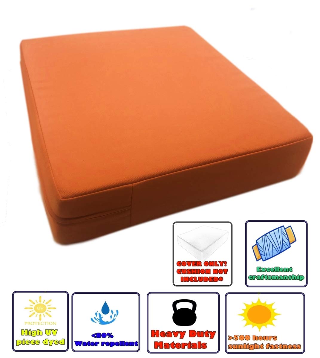 CozyLounge Waterproof Outdoor Chair Cushion Covers - Sun-Kissed Orange (Set of 4, 22x14x4 Inches) - Weather-Resistant Patio Furniture Seat Pillows for Deck, Poolside & Garden Use