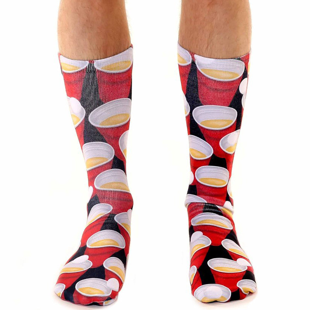 Funny Beer Pong Crew Socks for Men & Women - Cool Drinking Game Socks - Perfect for Parties, Bar Nights & College Events