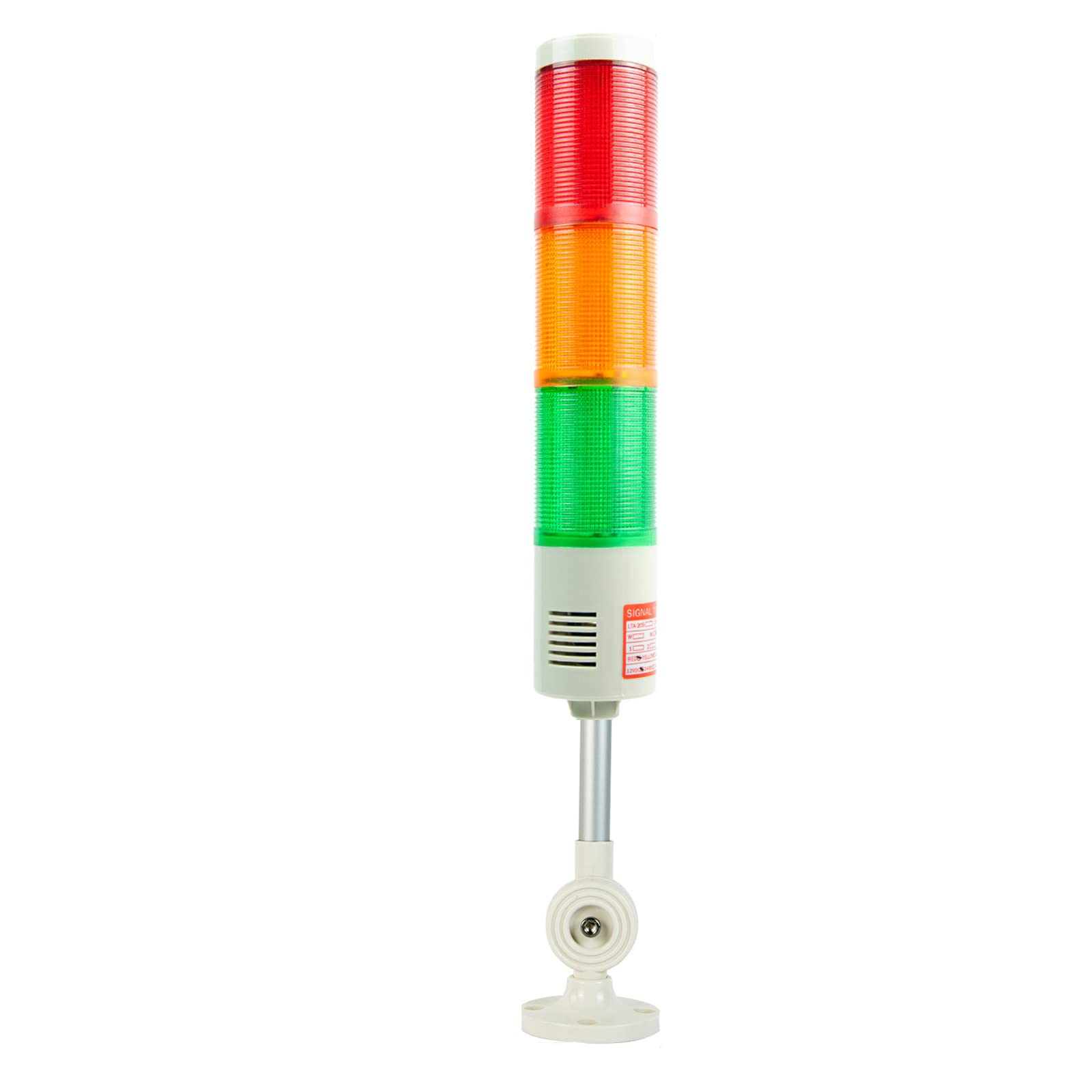 YASONG LTA-205W Industrial Warning Tower Light - 24V DC Strobe Stack Light with Red/Yellow/Green Flashing for Machine Safety (No Sound) - Perfect for Factory Equipment, Warehouse Safety, and Production Line Visual Alarms