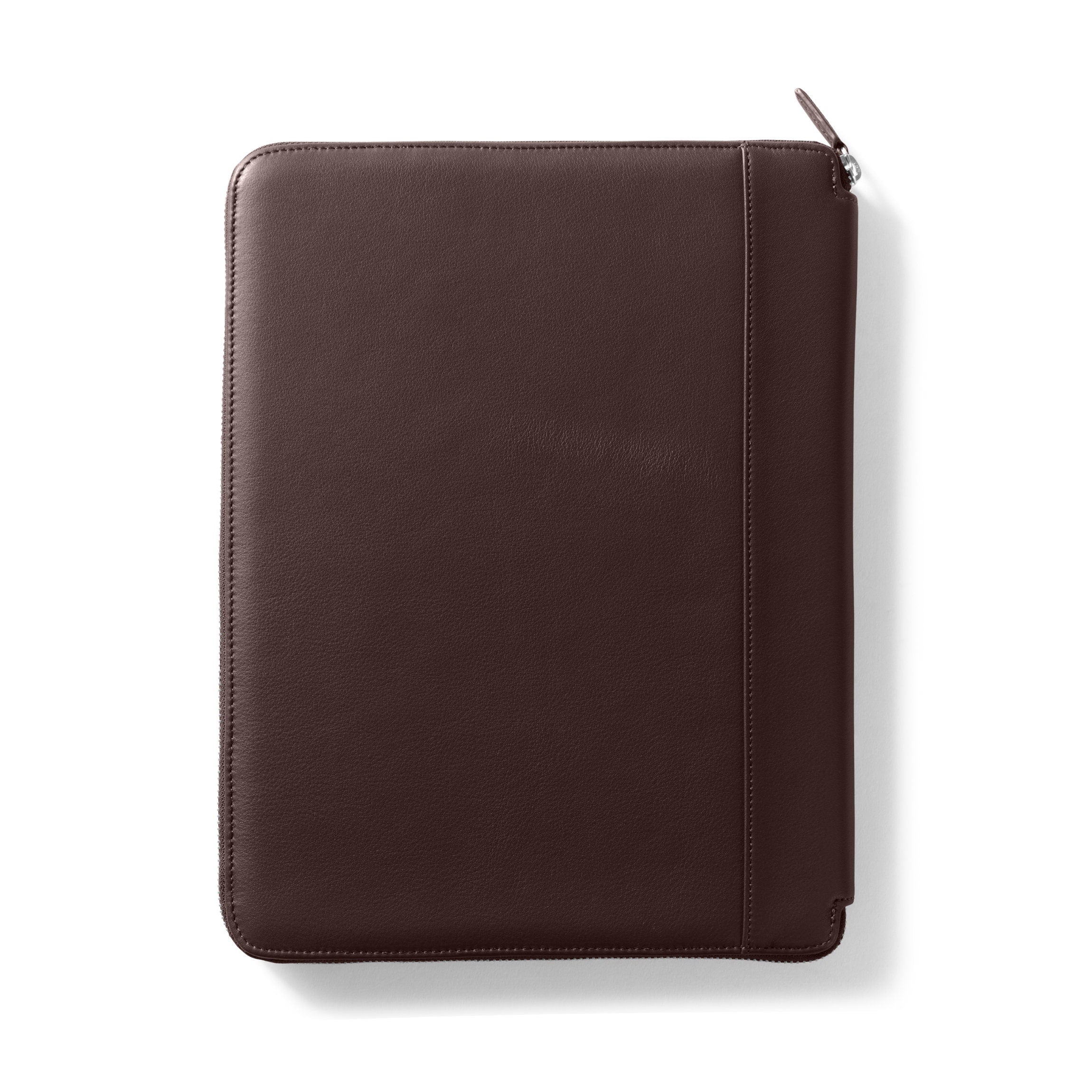 Premium Brown Leather Executive Zippered Portfolio - Professional Business Document Organizer for Meetings, Travel & Office Use