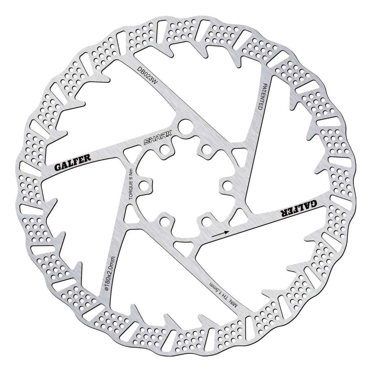 Galfer MTB Shark Disc Rotor 6-Bolt 2mm - High-Performance Mountain Bike Brake Rotor for Trail & Downhill Riding