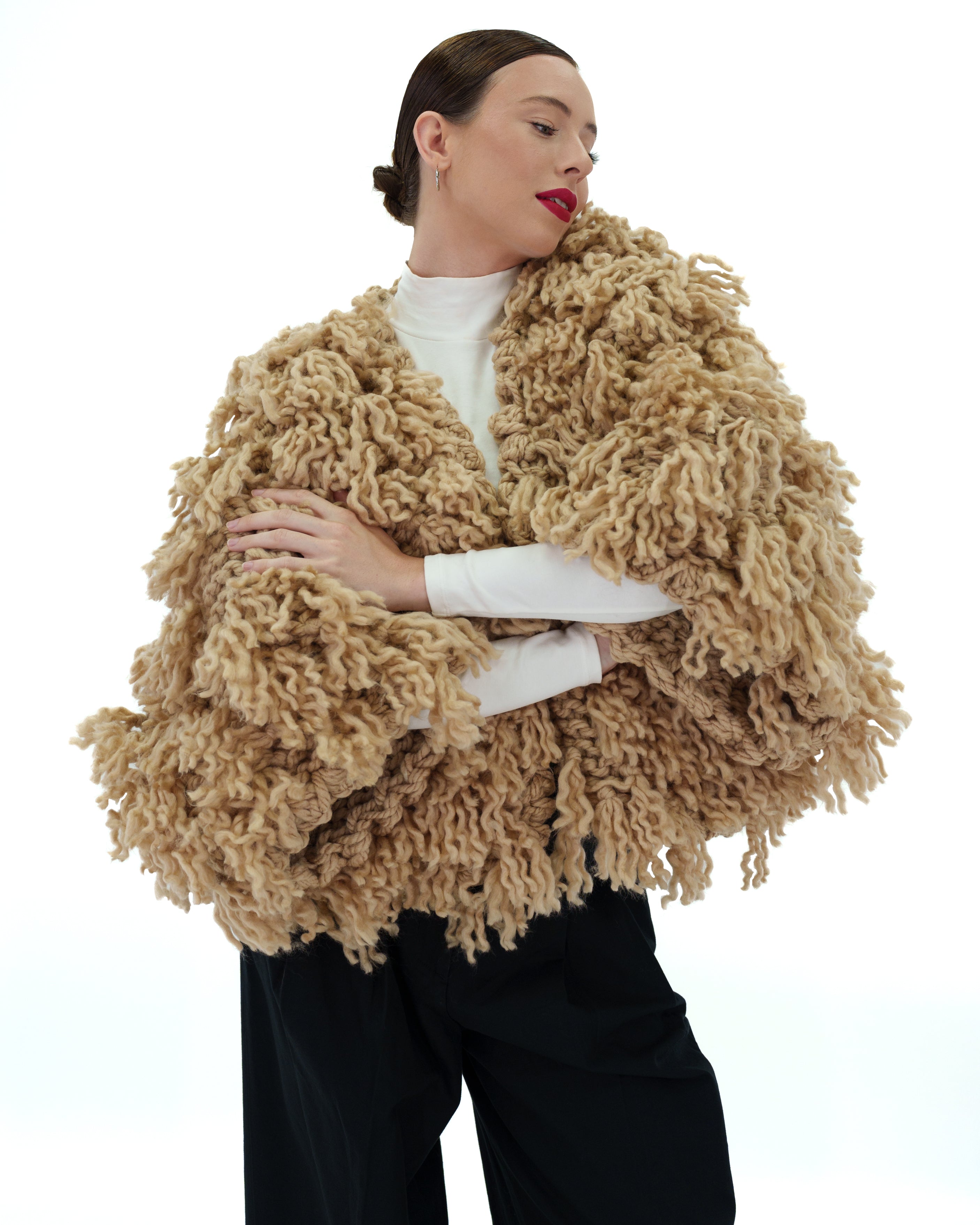 Women's Soft Fur-Like Cardigan - Cozy Winter Knit Sweater for Casual Wear, Office & Lounge