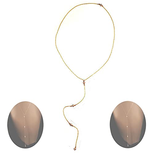 Sttiafay Rhinestone Back Chain Necklace - Gold Y-Necklace for Women | Elegant Wedding Jewelry & Bride Accessories | Perfect for Bridal Showers, Evening Parties and Special Occasions