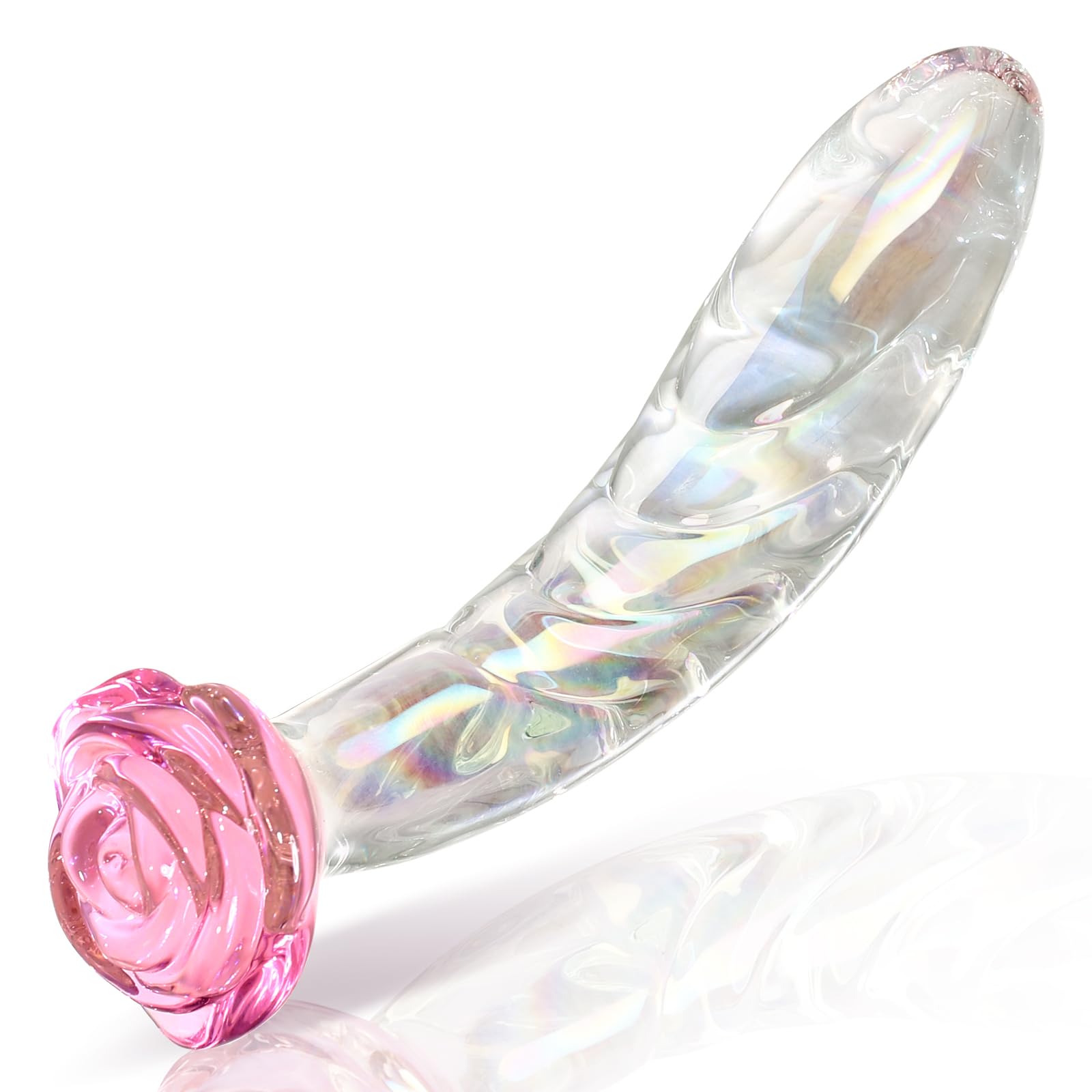Glass Anal Dildo with Rose Design - 7.2 Inch Rainbow Monster Butt Plug for Beginners | Safe G-Spot & Clitoral Stimulation Sex Toy for Men, Women & Couples | Perfect for Solo Play, Couples Exploration & BDSM Scenes